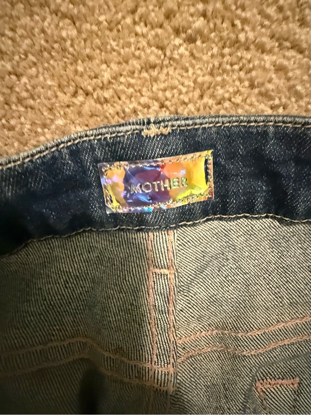 MOTHER Dark Blue Ankle Skinny Jeans with Raw Hem - Picture 5 of 5